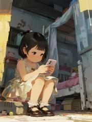 五歲玩手機，喜當電子小媽媽